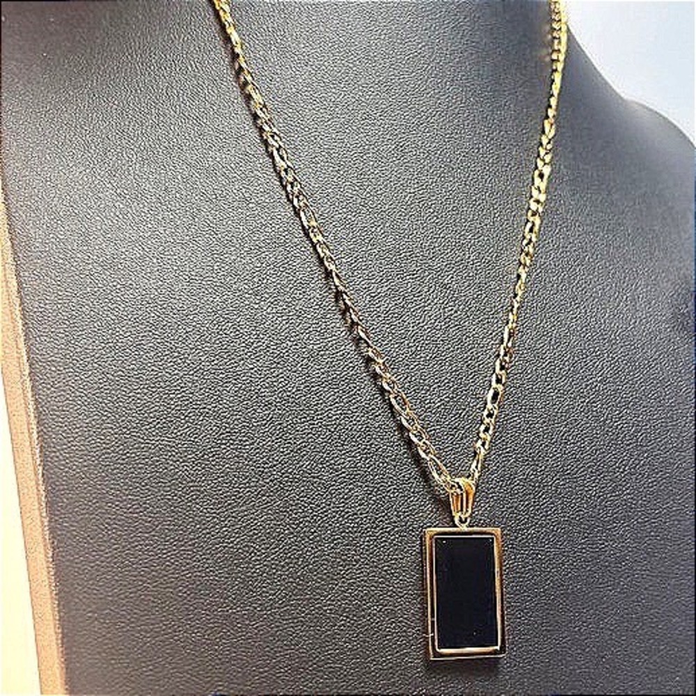 Rectangle Pendant Necklace Black Minimalist Dark Academia Goth Y2K Streetwear
